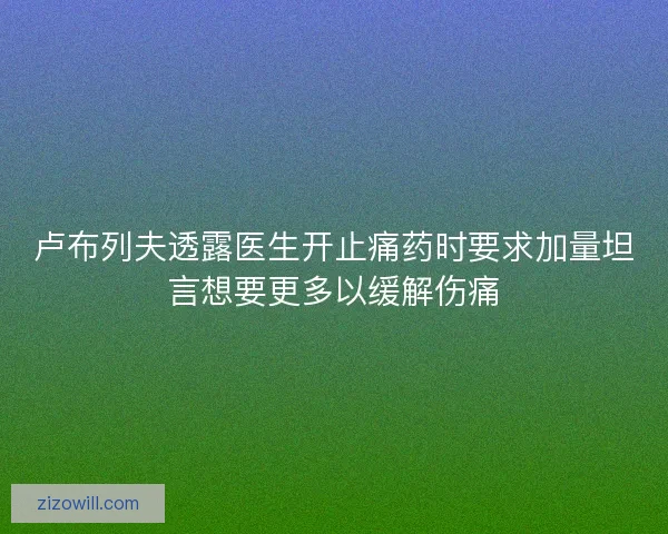 卢布列夫透露医生开止痛药时要求加量坦言想要更多以缓解伤痛